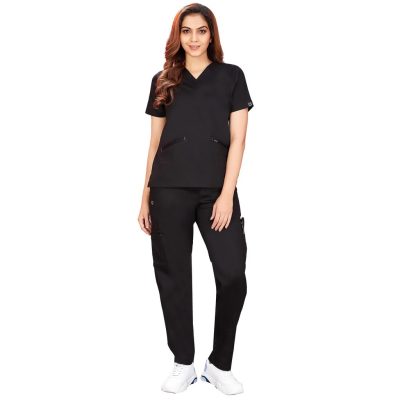black microfiber scrubs for women