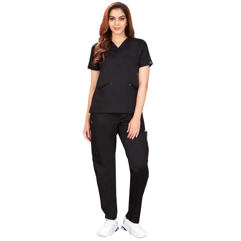 Microfiber Women`s Scrub Top & Bottom with 4 Pocket Half Sleeve