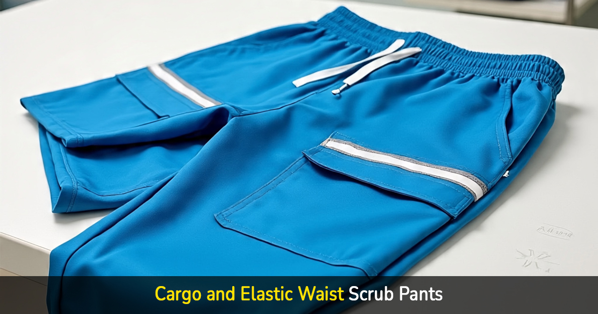 cargo and elastic waist scrub pants